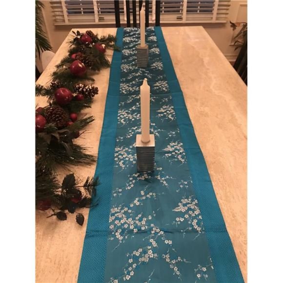 Dining Table Runner Embroidered Décor 13" X 90" - Picture 7 of 7